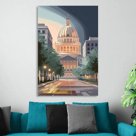Madison Capitol Dome Glow Living Room - Canvas Wall Art