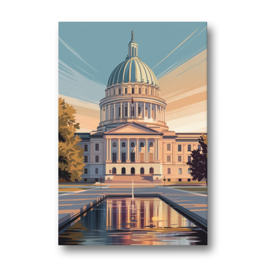 Madison Capitol Reflection - Canvas Wall Art - Front
