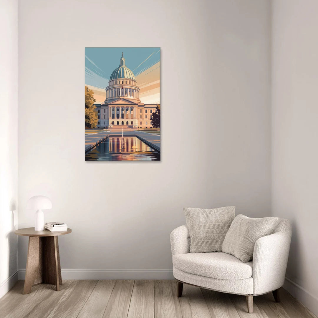Madison Capitol Reflection - Canvas Wall Art - Sofa - 24x36