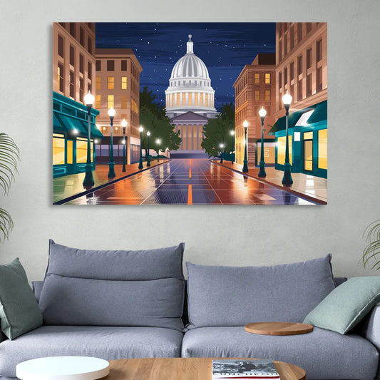Madison Capitol Square Nights Living Room - Canvas Wall Art