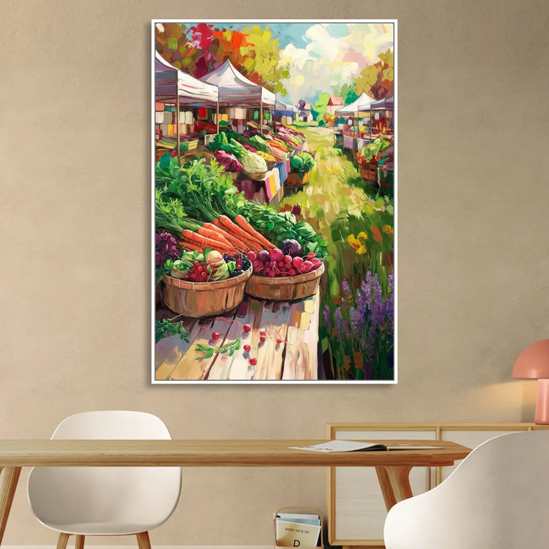 Madison Farmers Market Delight Living Room - White Canvas Wall Art