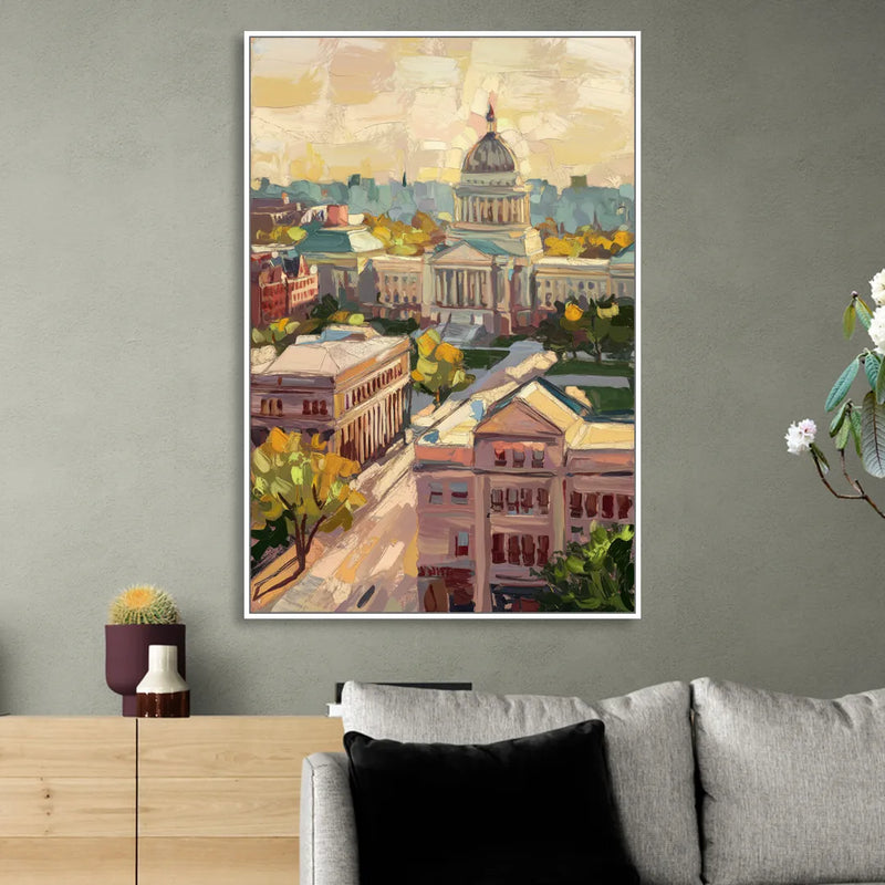Madison Historic Architecture Sitting Room - White Canvas Wall Art