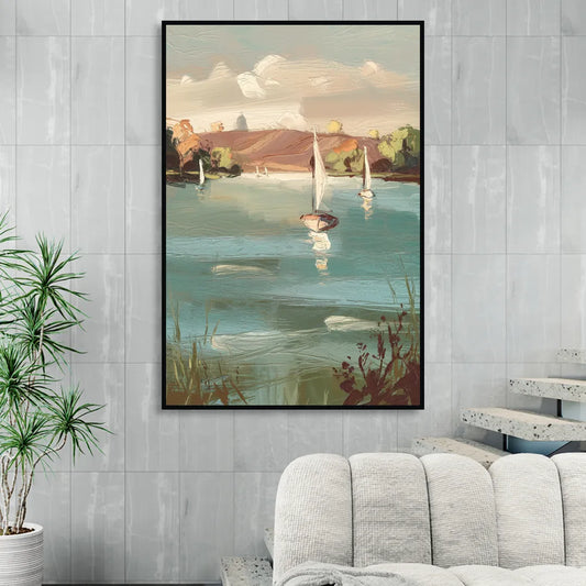 Madison Lake Mendota Serenity Living Room - Black Canvas Wall Art