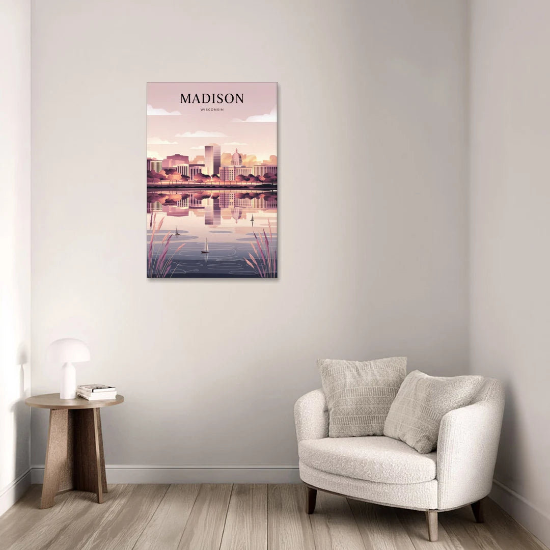 Madison Lake Monona Reflections - Canvas Wall Art - Sofa - 24x36