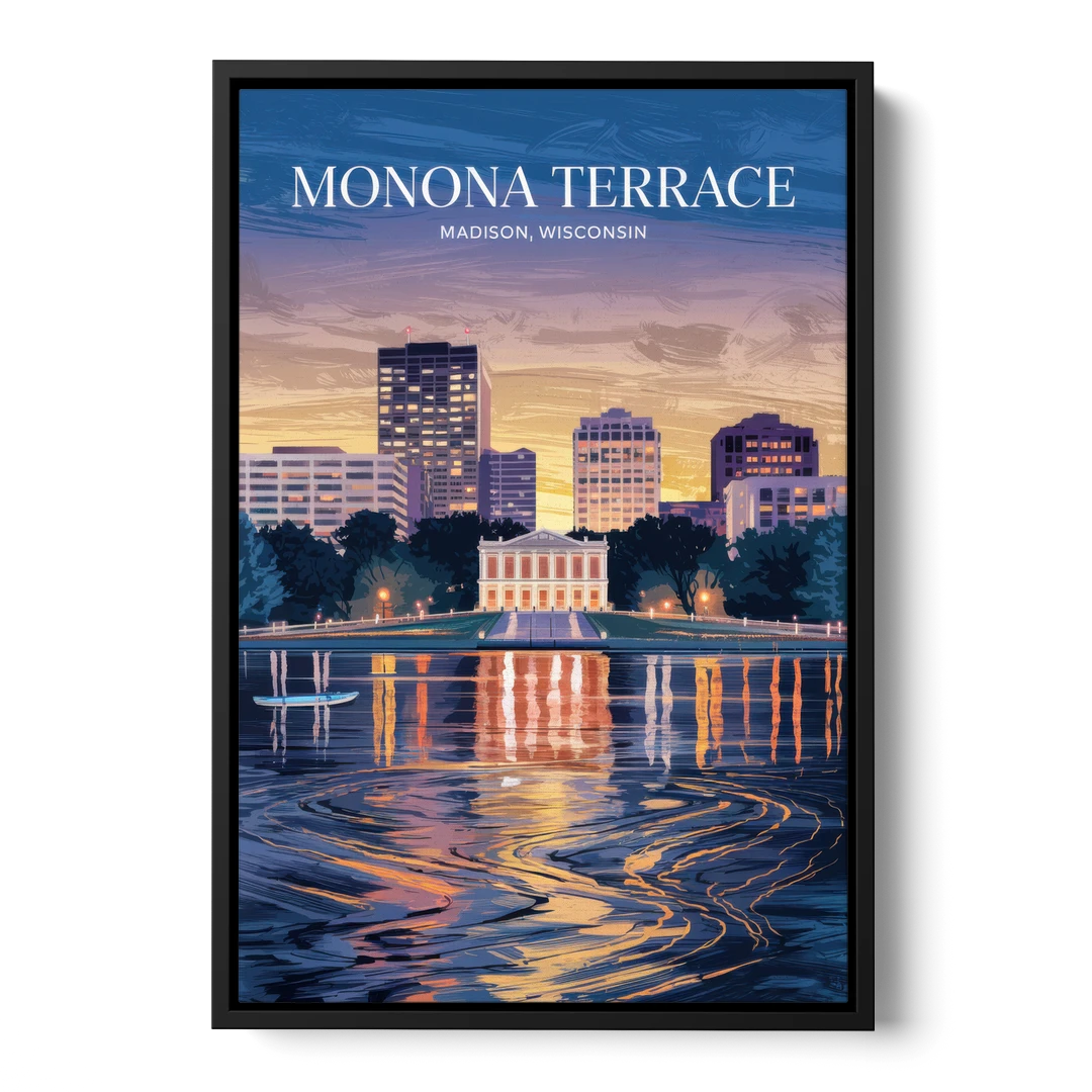 Madison Monona Terrace View - Black Framed Canvas Wall Art - Front