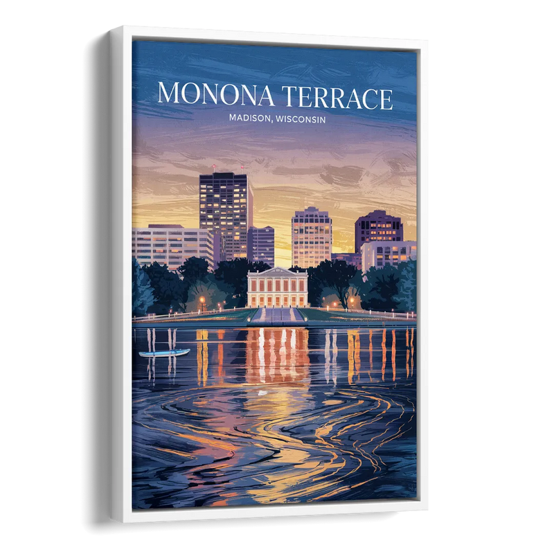 Madison Monona Terrace View Side - White Canvas Wall Art