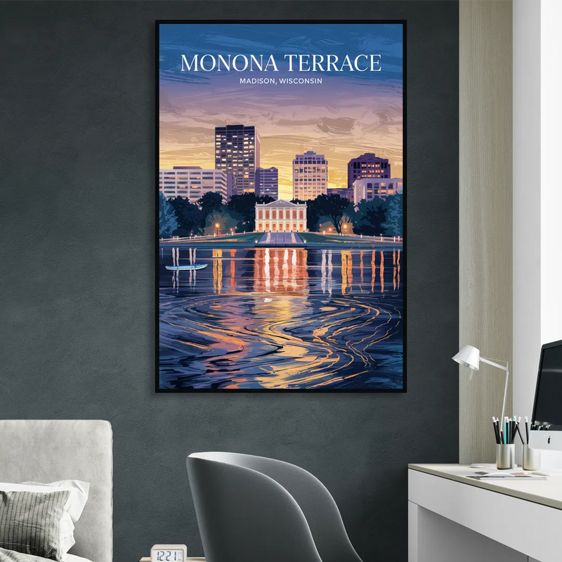 Madison Monona Terrace View Sitting Room - Black Canvas Wall Art