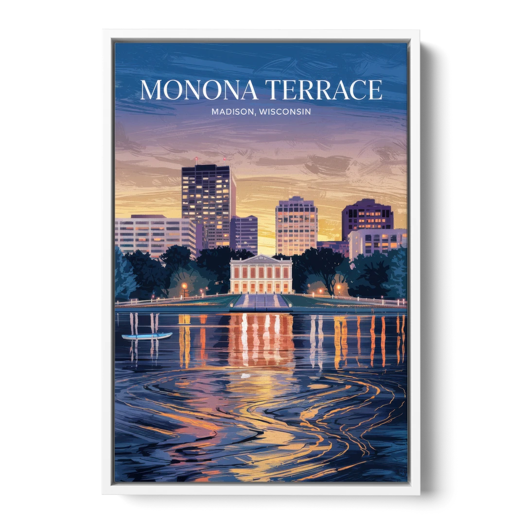 Madison Monona Terrace View - White Framed Canvas Wall Art - Front