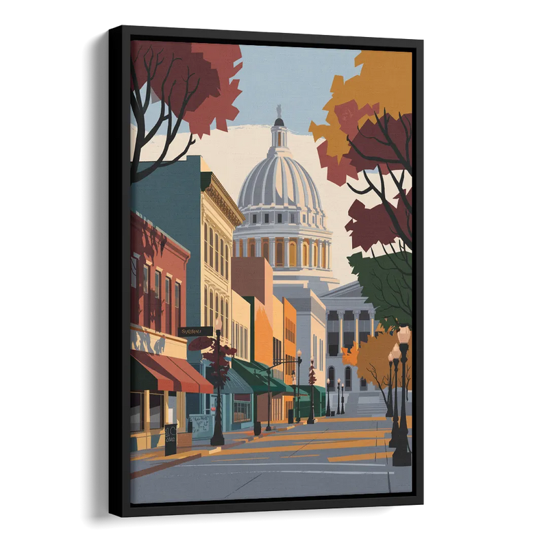 Madison State Street Vibes Side - Black Canvas Wall Art