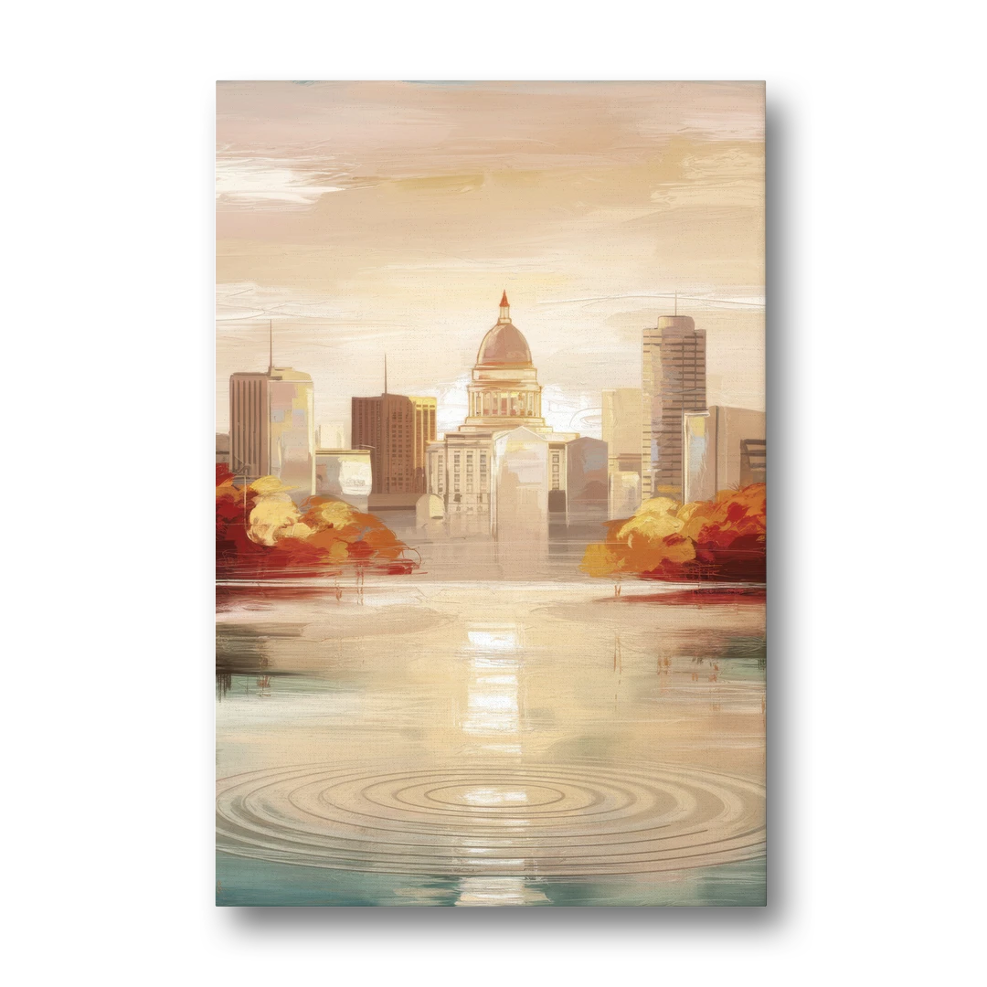 Madison Sunrise Over Downtown - Canvas Wall Art - Front