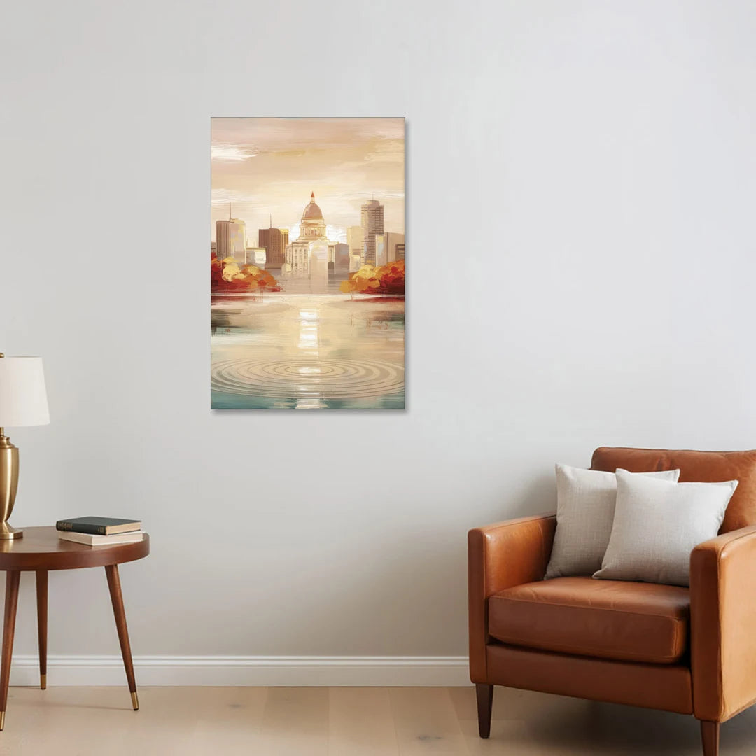 Madison Sunrise Over Downtown - Canvas Wall Art - Sofa - 24x36