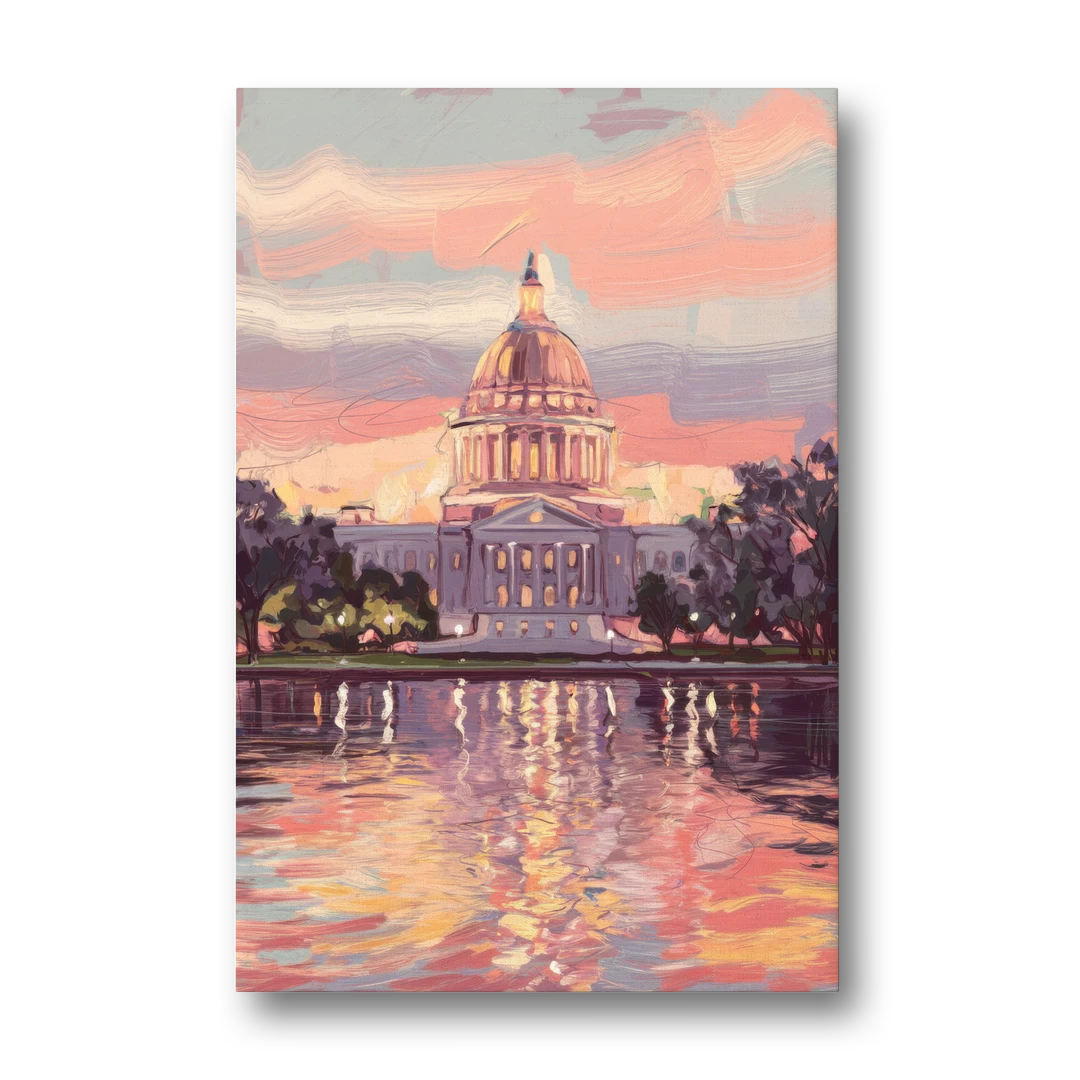 Madison Sunset Over Capitol - Canvas Wall Art - Front