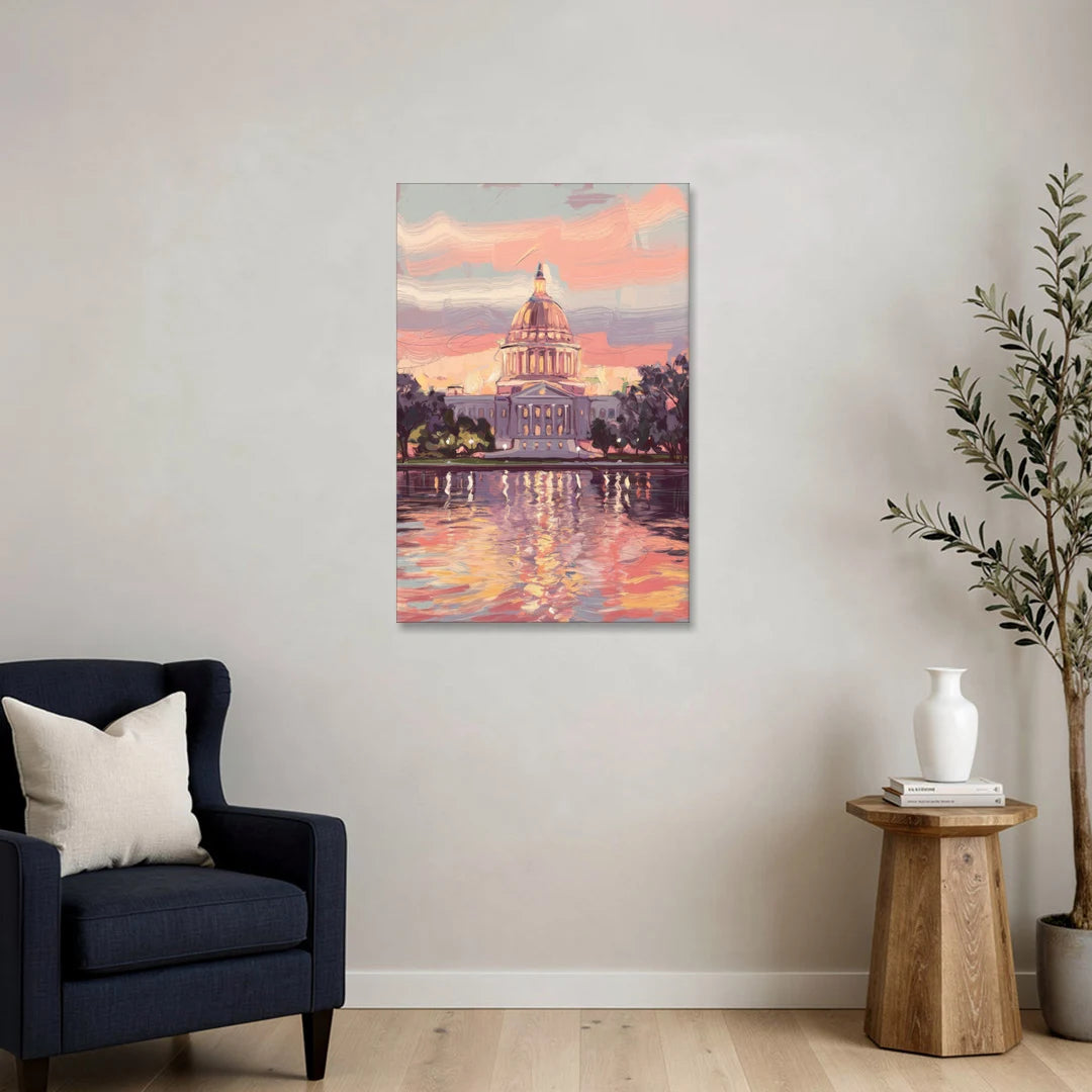 Madison Sunset Over Capitol - Canvas Wall Art - Sofa - 24x36