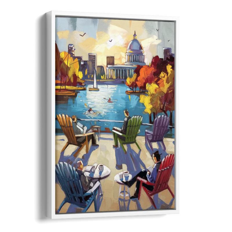 Madison Union Terrace Vibes Side - White Canvas Wall Art