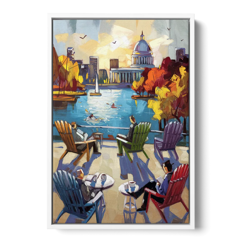 Madison Union Terrace Vibes Front - White Canvas Wall Art