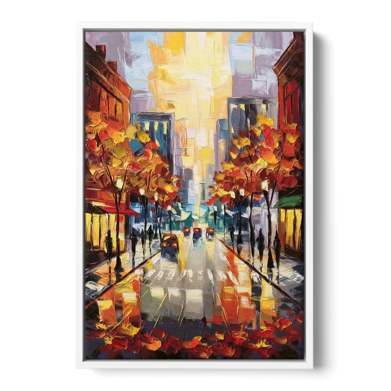 Madison Vibrant Downtown Front - White Canvas Wall Art