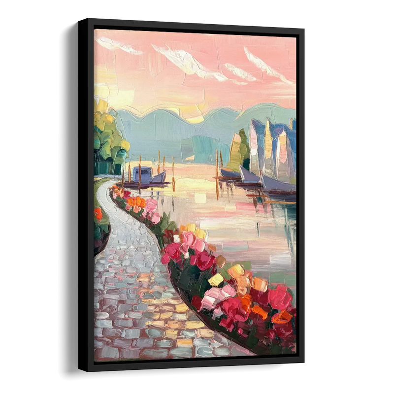 Madison Waterfront Stroll Side - Black Canvas Wall Art