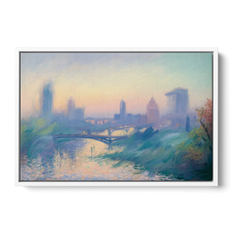 Madrid Skyline Silhouette Front - White Canvas Wall Art