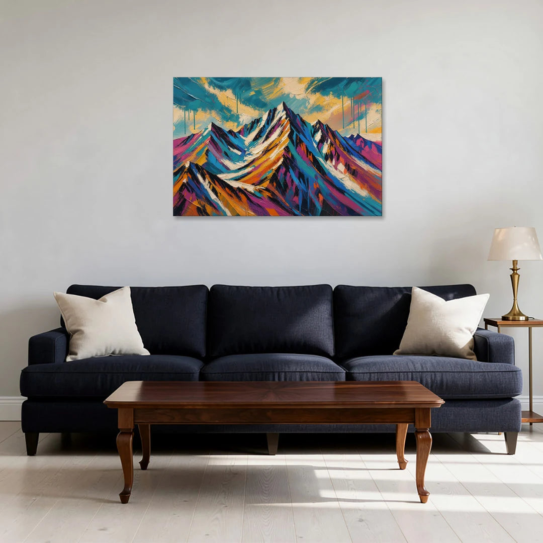 Magenta Peaks Under a Storm Sky - Canvas Wall Art - Sofa - 36x24