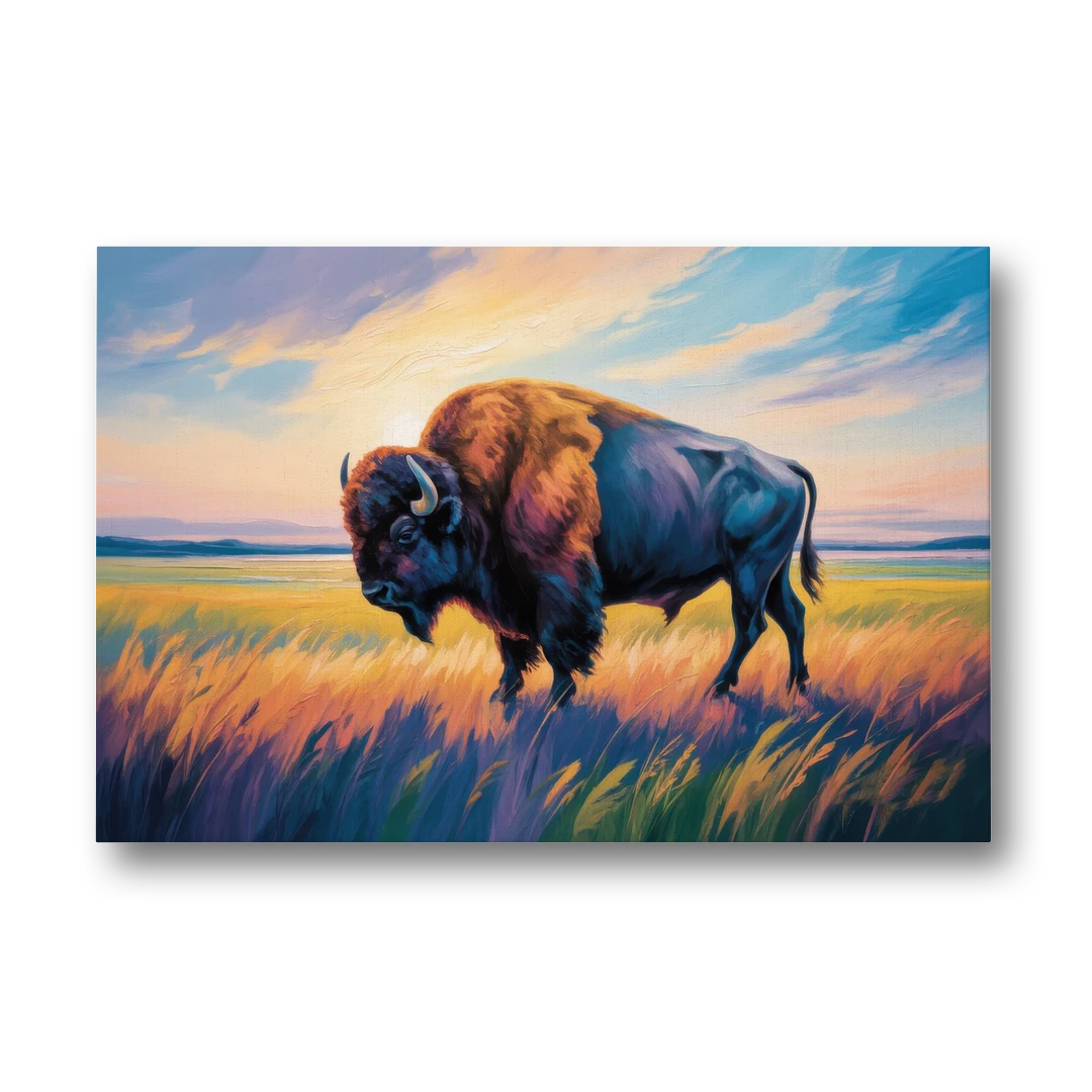 Majestic Buffalo Silhouette - Canvas Wall Art - Front