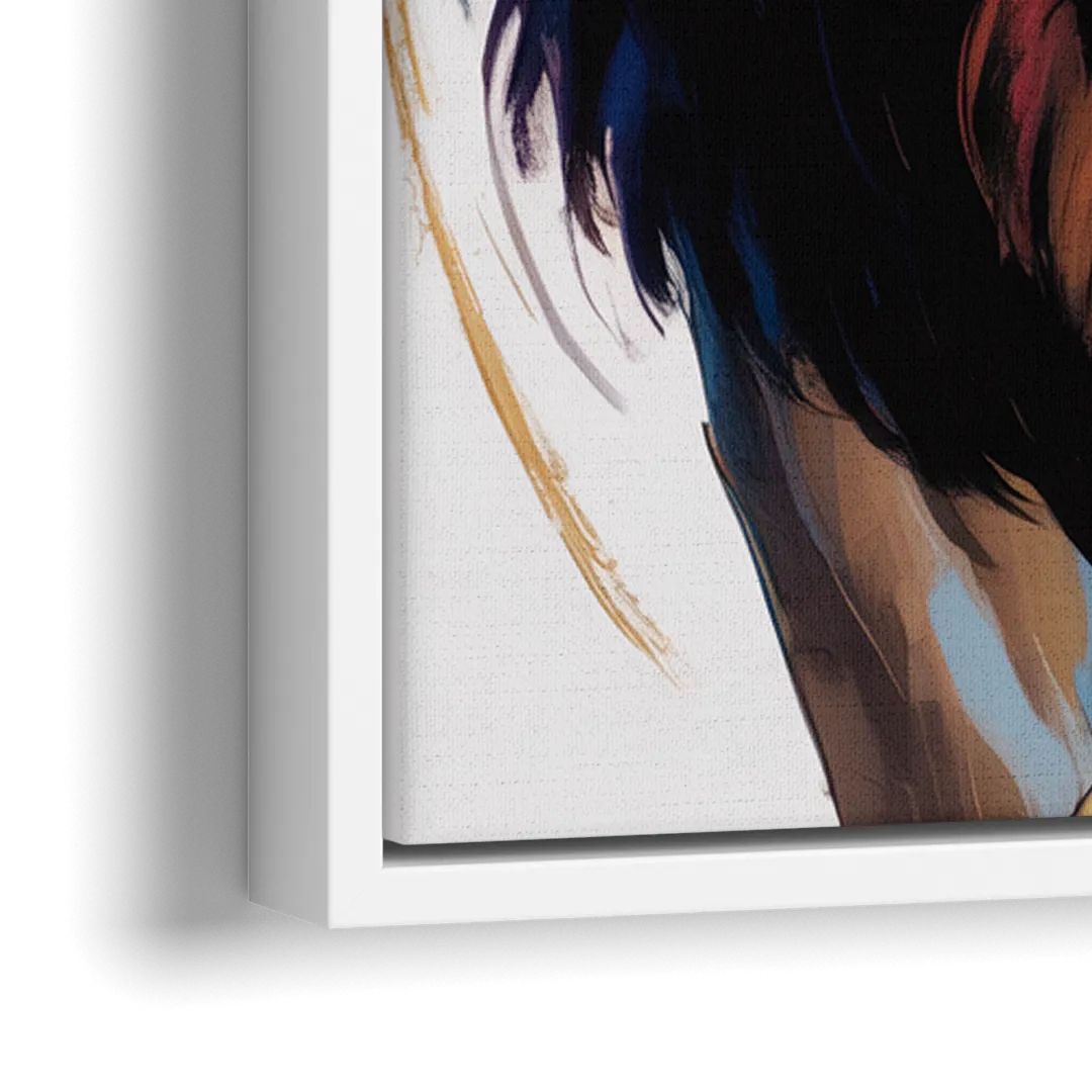 Majestic Roaring Lion - Close-Up White Frame Canvas