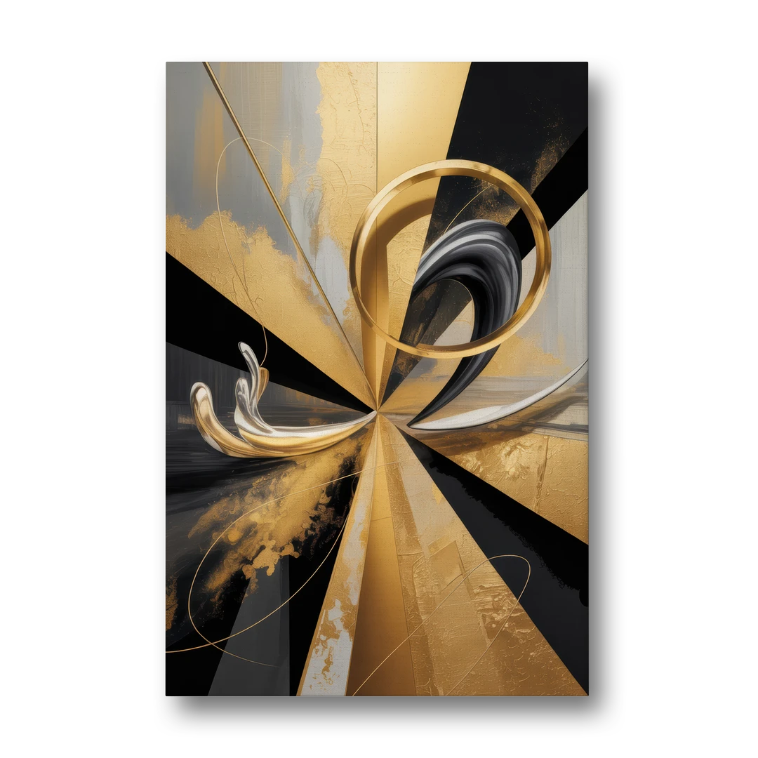Majestic Symmetry Black and Gold Abstract - Canvas Wall Art - Front