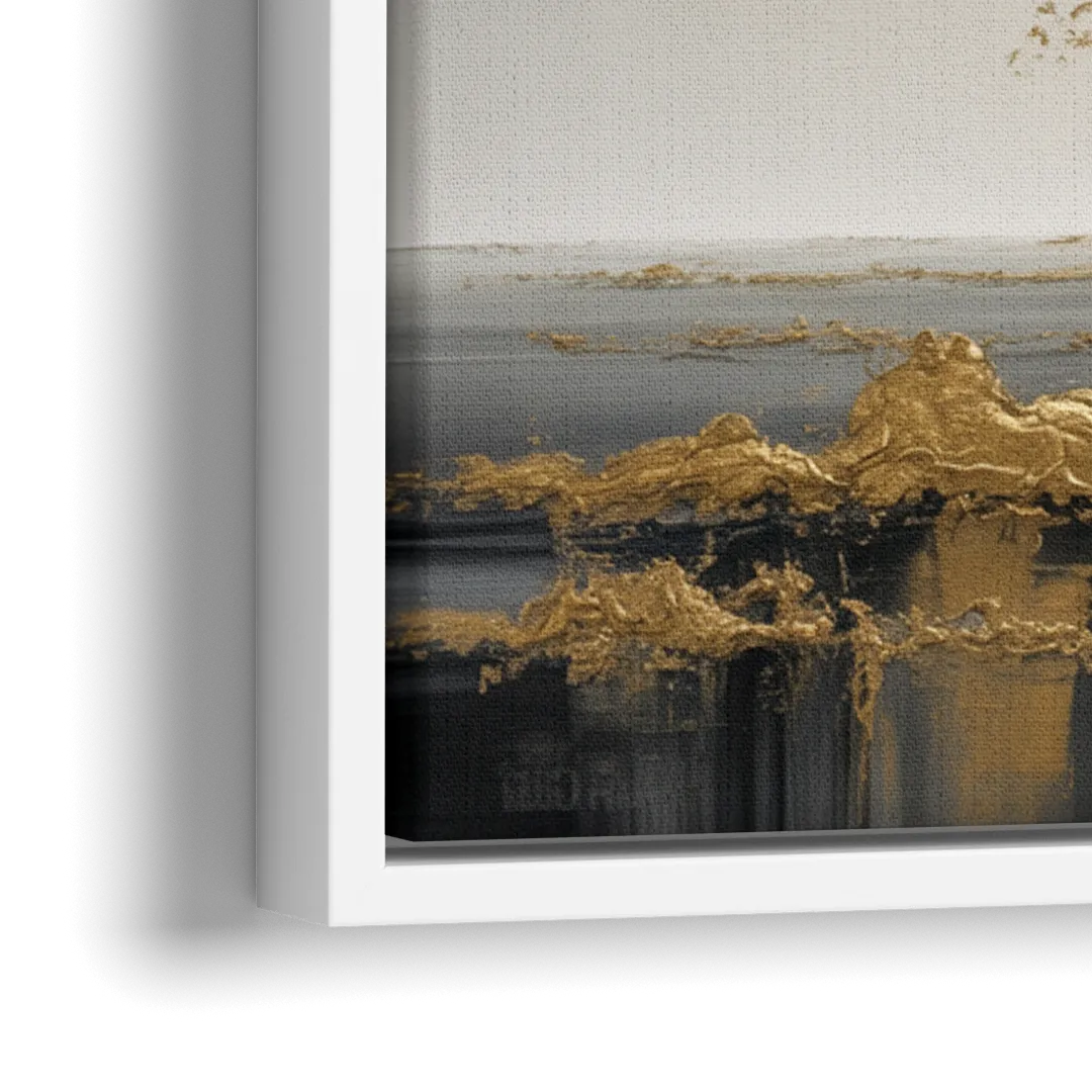 Majestic Tree Serenity White and Gold - Close-Up White Frame Canvas