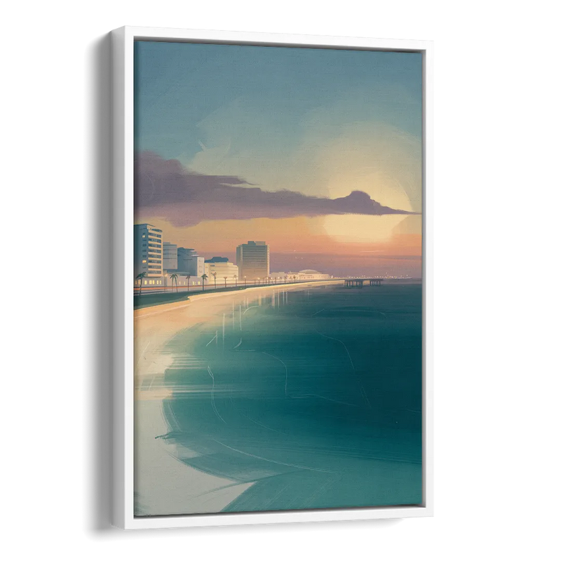 Malecón Tajamar Sunset Side - White Canvas Wall Art