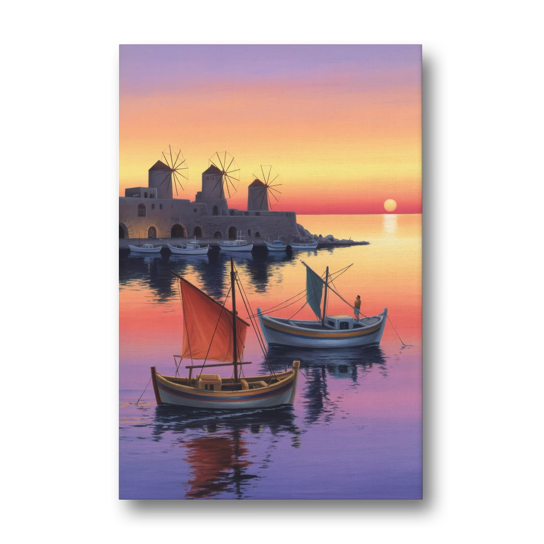 Mandraki Harbor - Canvas Wall Art - Front