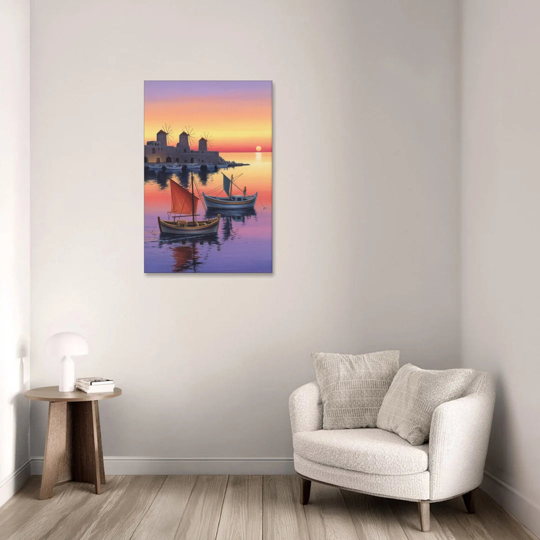 Mandraki Harbor - Canvas Wall Art - Sofa - 24x36