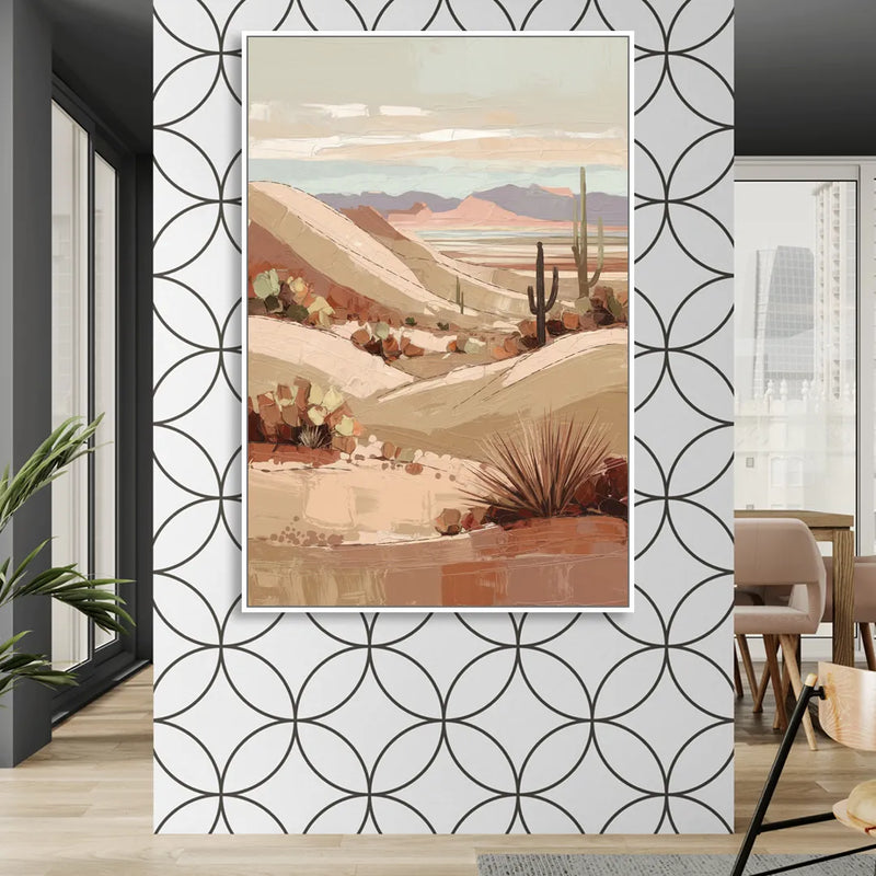 Marfa Desert Landscape Living Room - White Canvas Wall Art