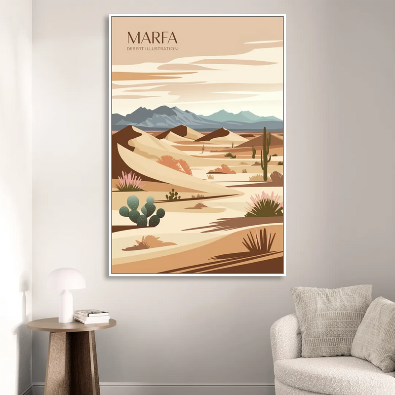 Marfa Desert Modern Living Room - White Canvas Wall Art
