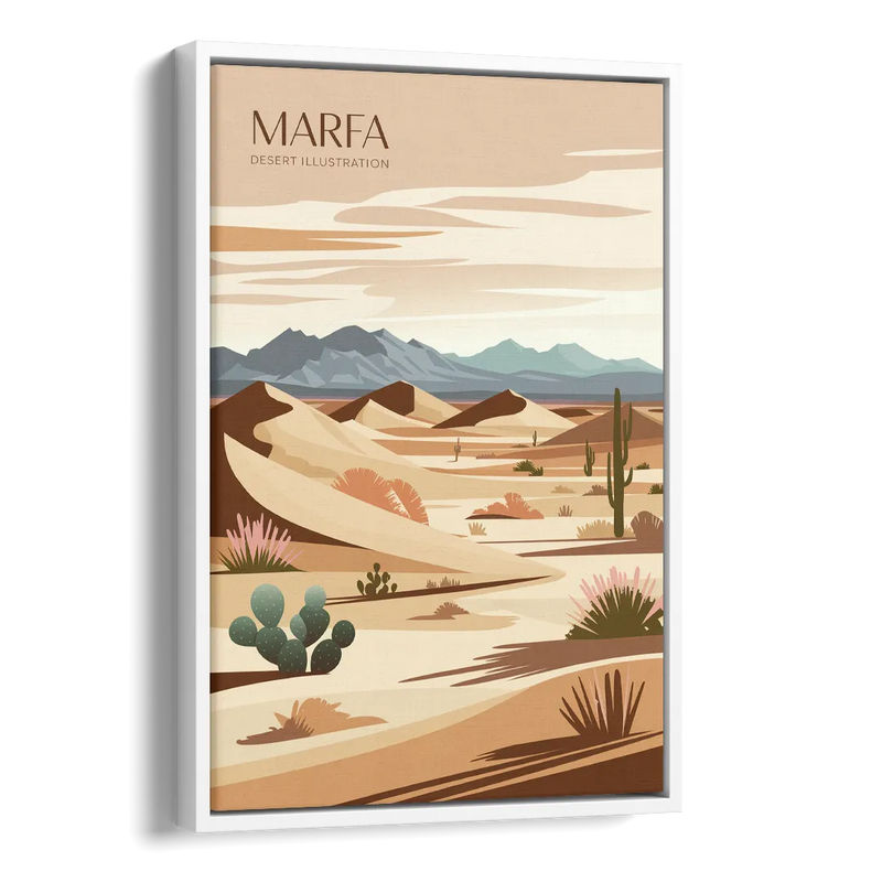 Marfa Desert Modern Side - White Canvas Wall Art
