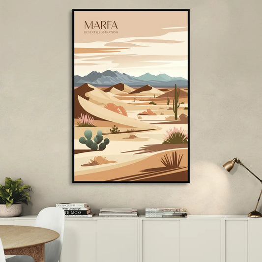 Marfa Desert Modern Living Room - Black Canvas Wall Art