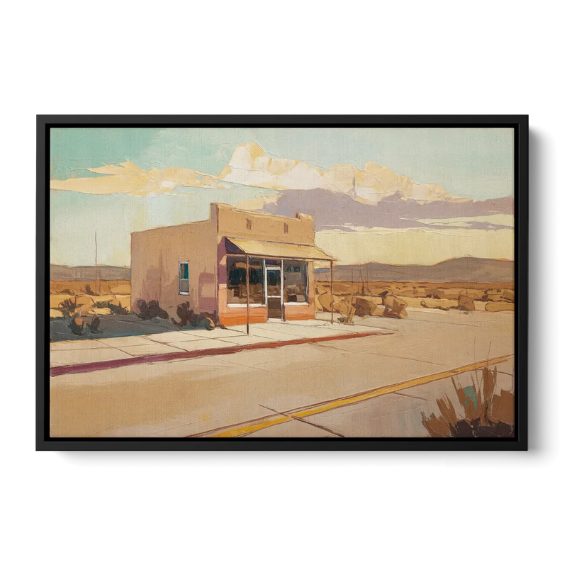 Marfa Roadside Charm Front - Black Canvas Wall Art