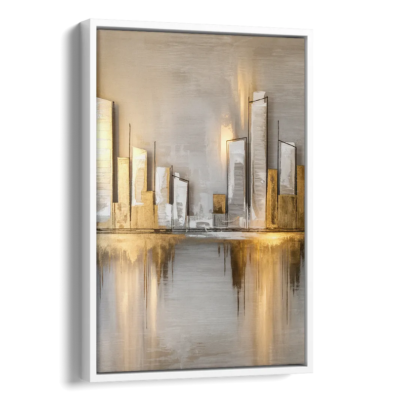Marietta Abstract Cityscape Side - White Canvas Wall Art