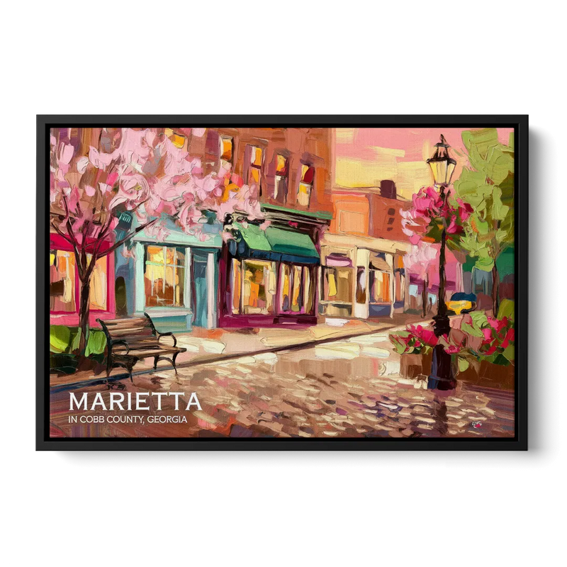 Marietta Cobb County Scenes Front - Black Canvas Wall Art