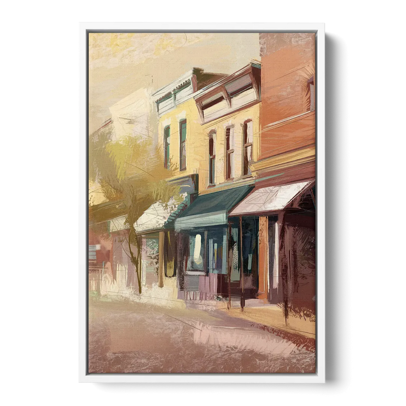 Marietta Historic Downtown Front - White Canvas Wall Art