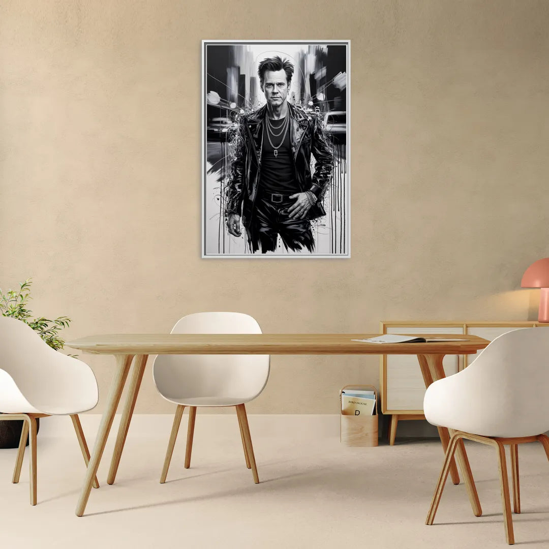 Mask Mood - Living Room White Frame Canvas