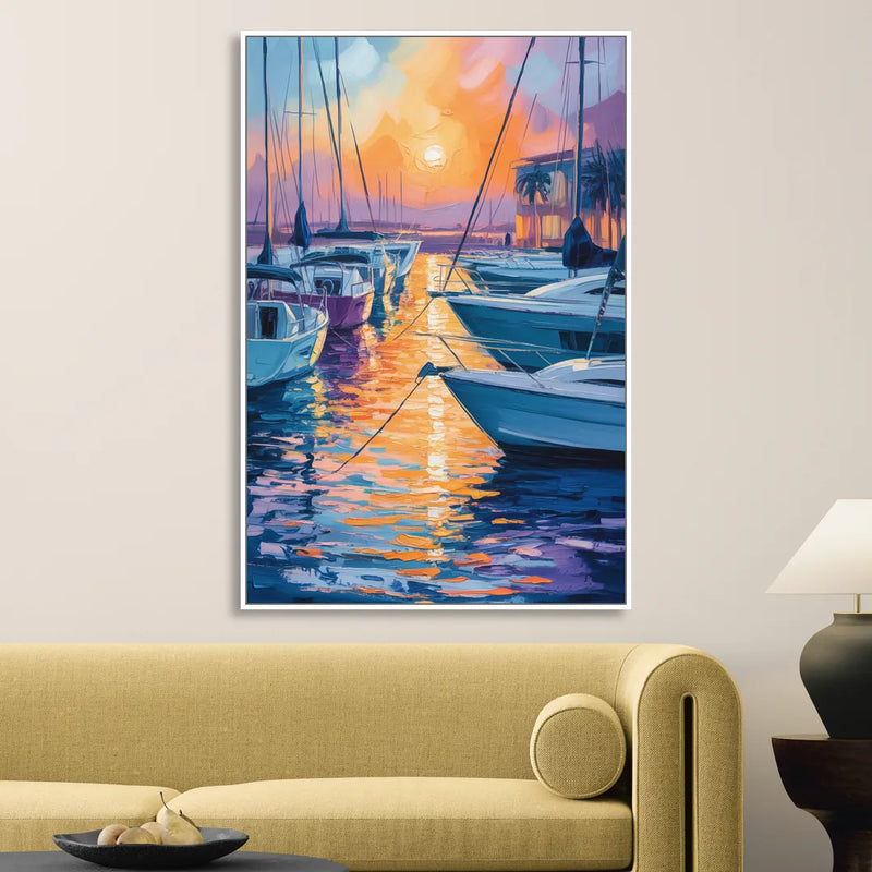 Mazatlán Marina Reflections Sitting Room - White Canvas Wall Art