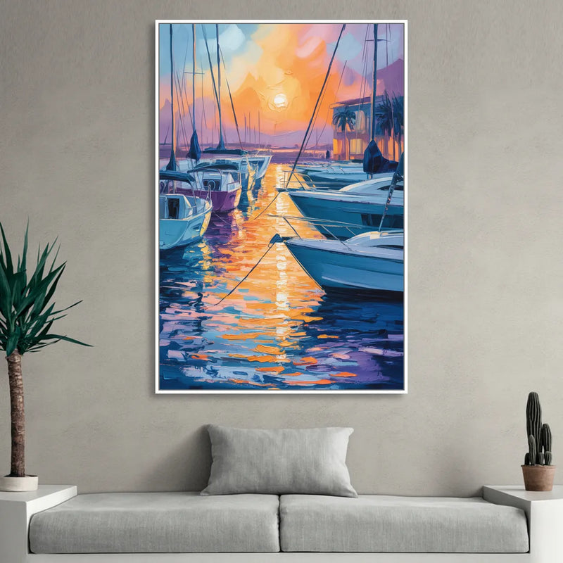 Mazatlán Marina Reflections Living Room - White Canvas Wall Art