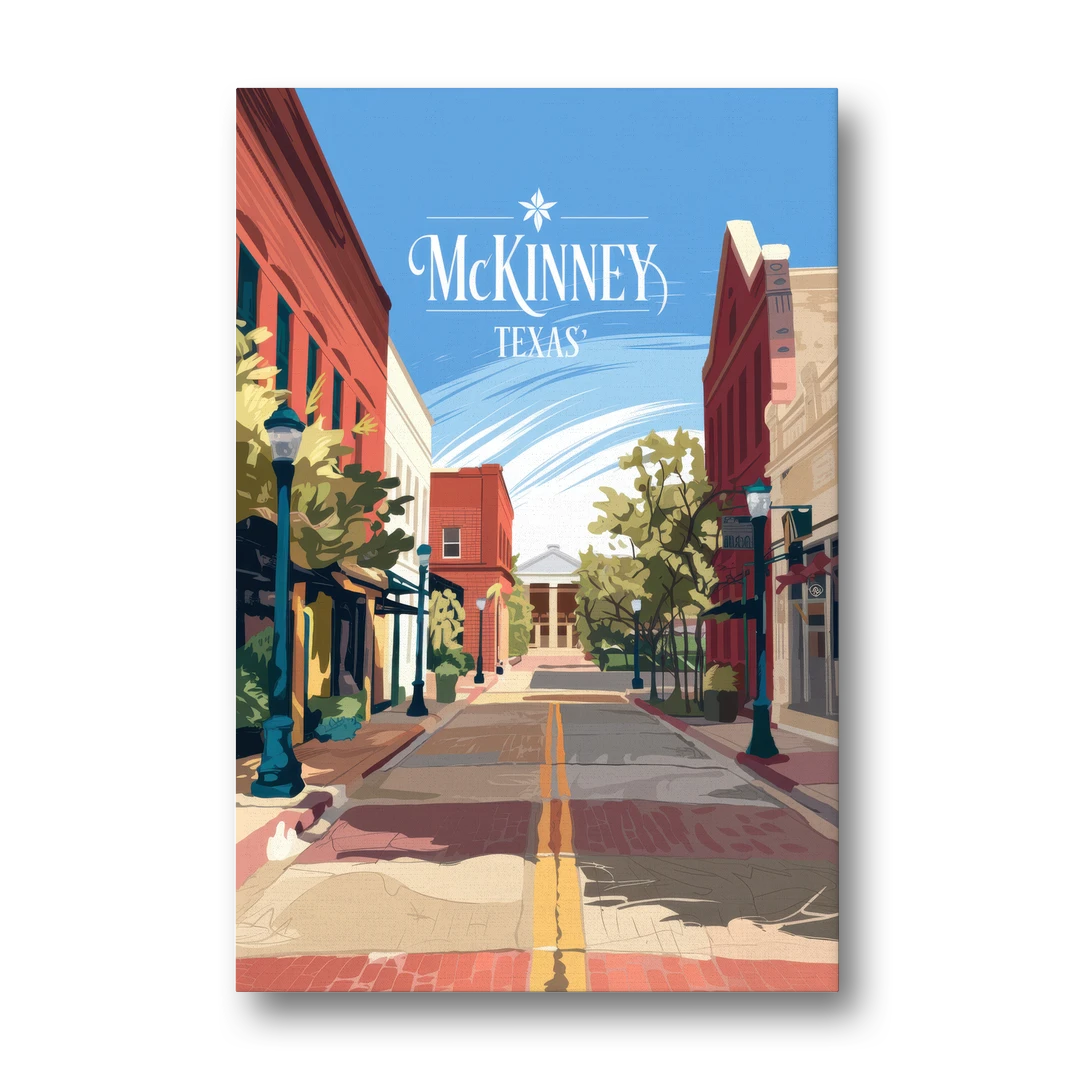 McKinney Downtown Streetscape - Canvas Wall Art - Front