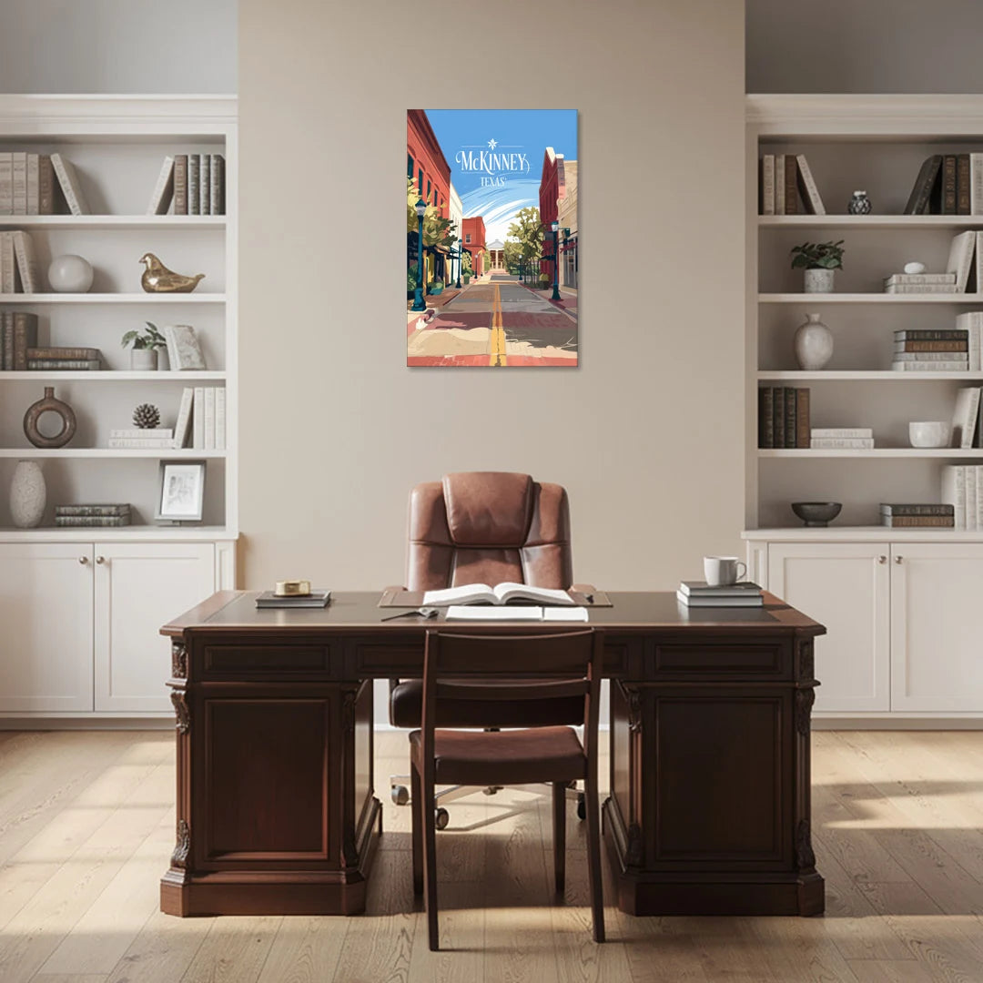 McKinney Downtown Streetscape - Canvas Wall Art - Office - 24x36