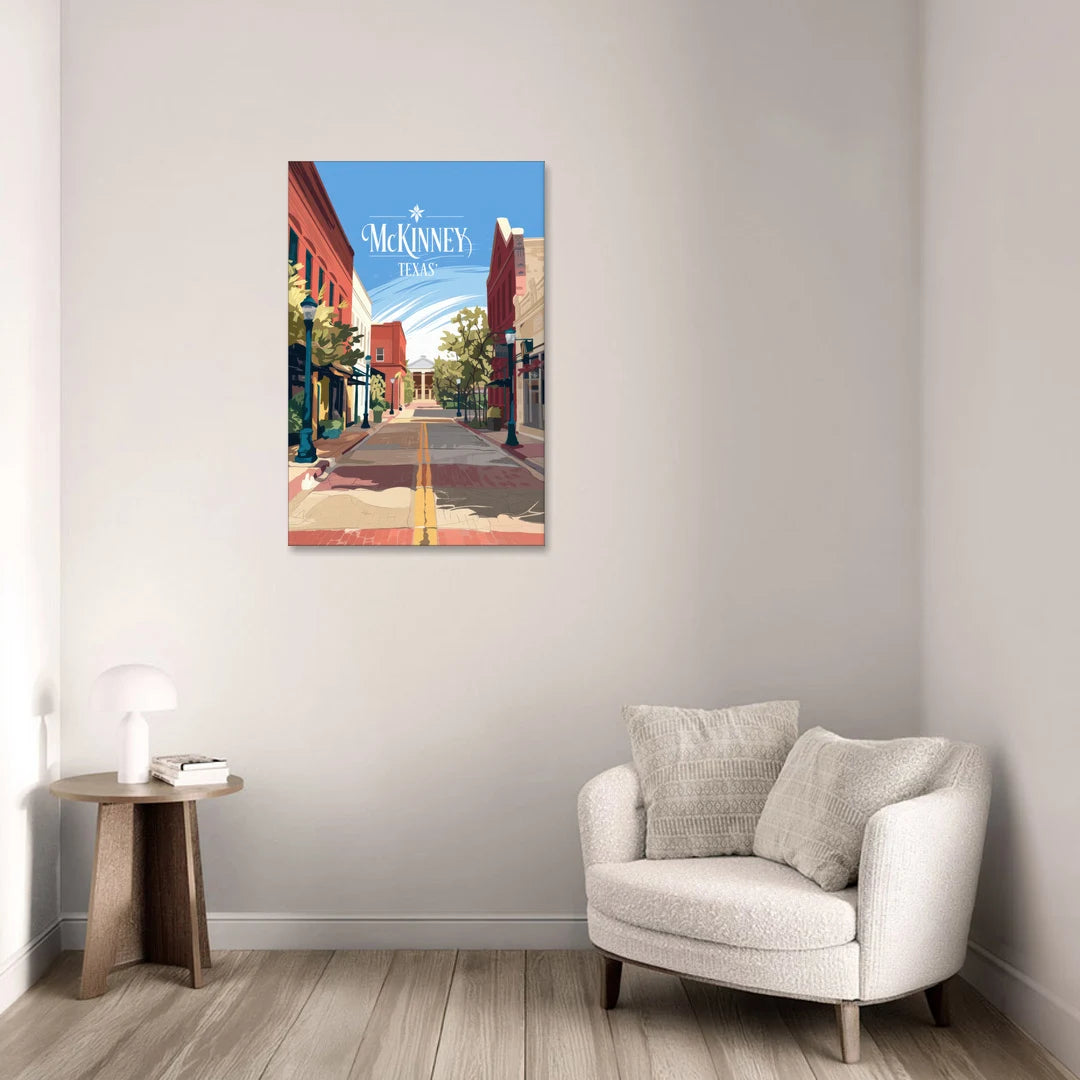 McKinney Downtown Streetscape - Canvas Wall Art - Sofa - 24x36