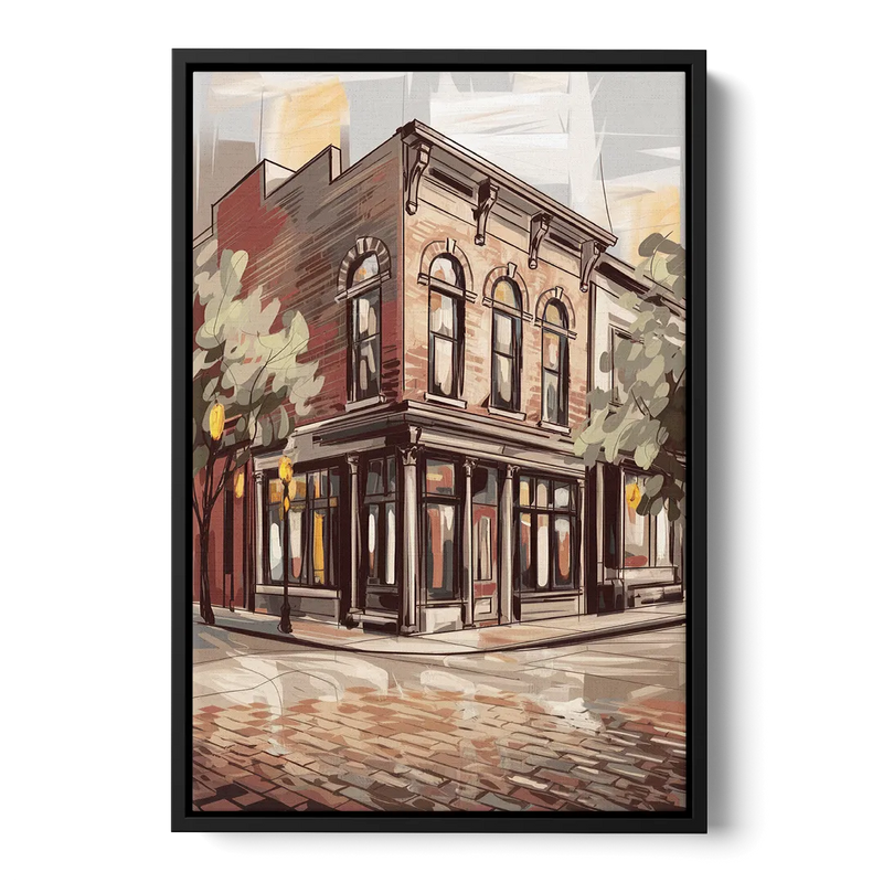 McKinney Historic Architecture Front - Black Canvas Wall Art