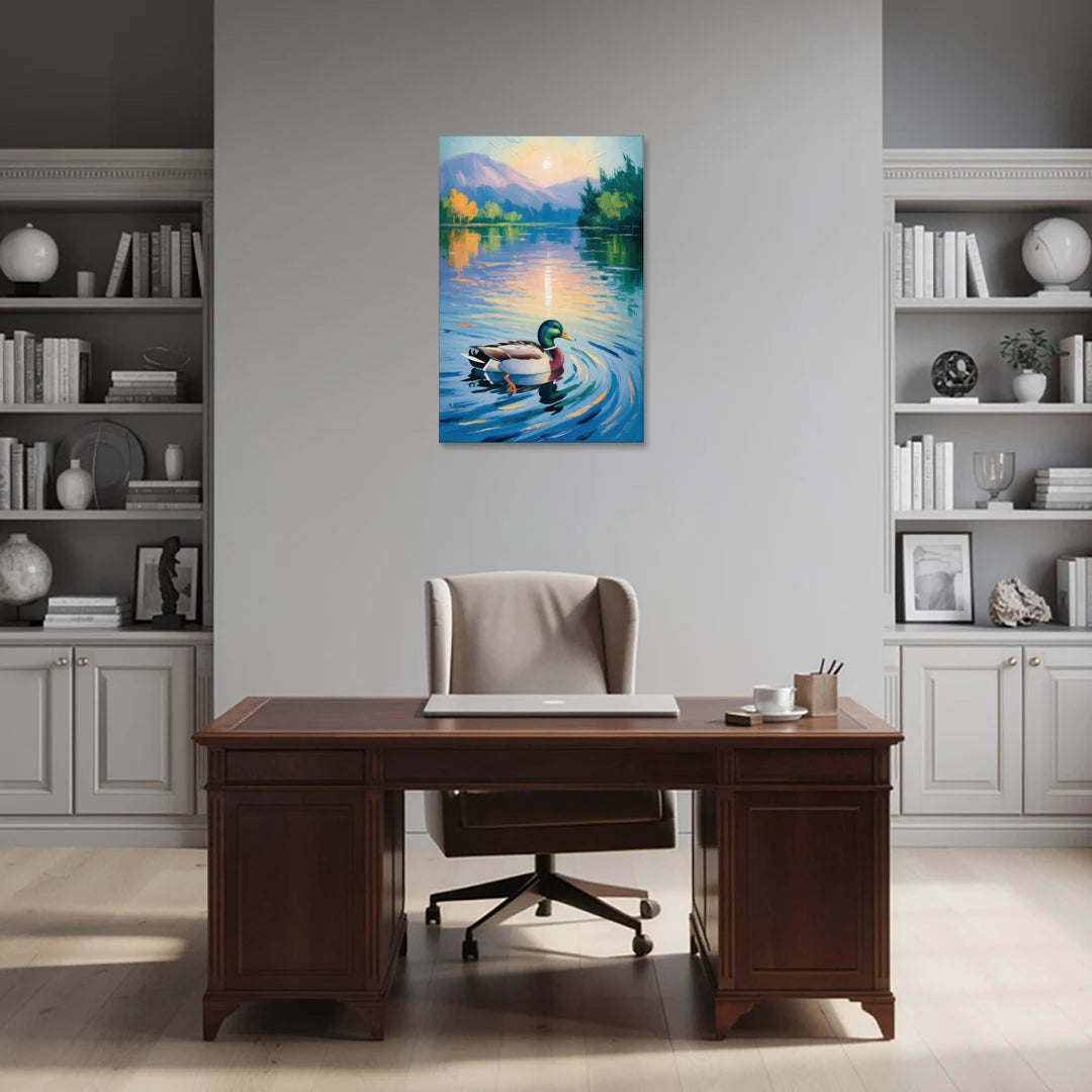 Meditative Mallard Moment - Canvas Wall Art - Office - 24x36
