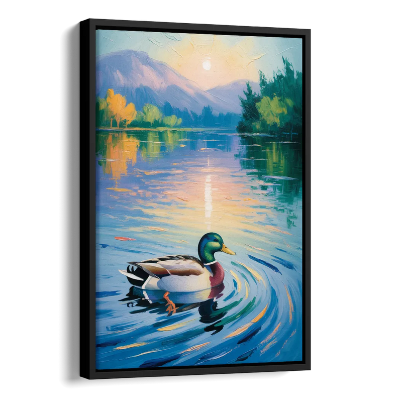 Meditative Mallard Moment Side - Black Canvas Wall Art