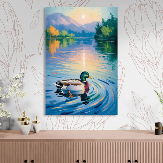 Meditative Mallard Moment Living Room - Canvas Wall Art
