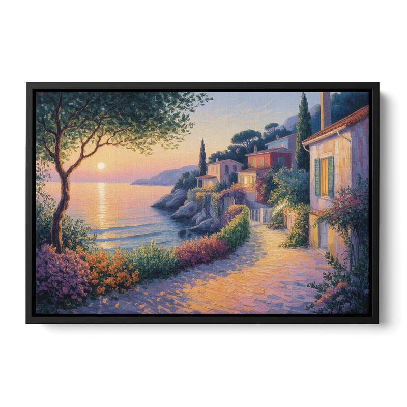Mediterranean Glow Front - Black Canvas Wall Art