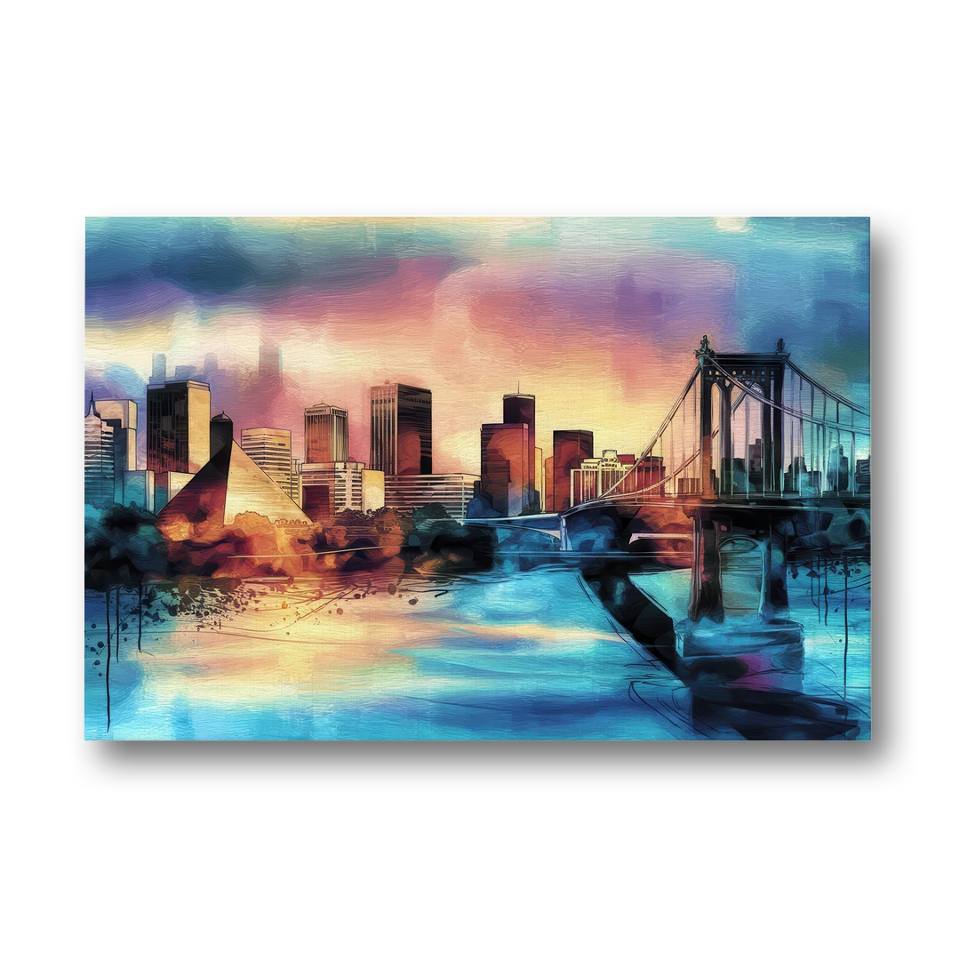 Memphis Architectural Landmarks - Canvas Wall Art - Front